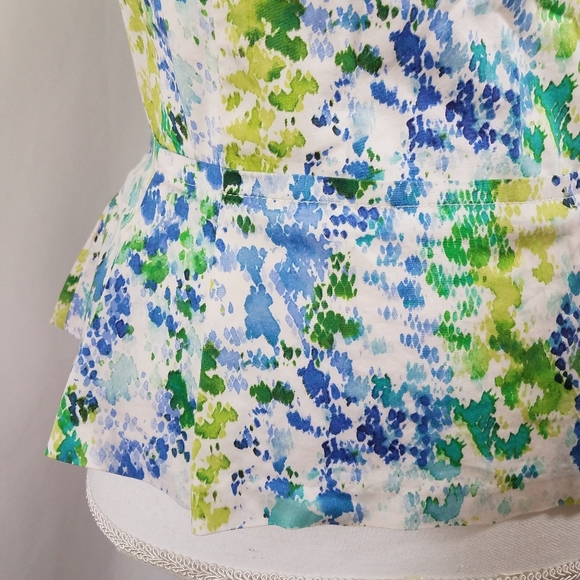 Ann Taylor Blue and Green Peplum Sleeveless Top 8 - Picture 7 of 12